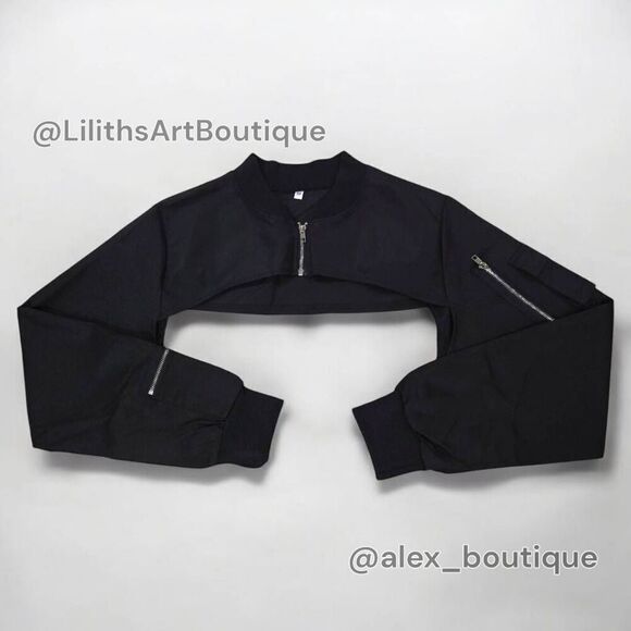 Women's Mock Neck Zip-Up Cropped Jacket(S009)-Size M for Women - Picture 5 of 9